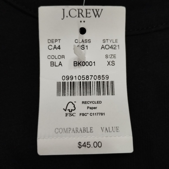 NWT J. Crew Women's Black Short Sleeve Midi T-shirt Dress Size XS Stretch Cotton - Picture 5 of 9